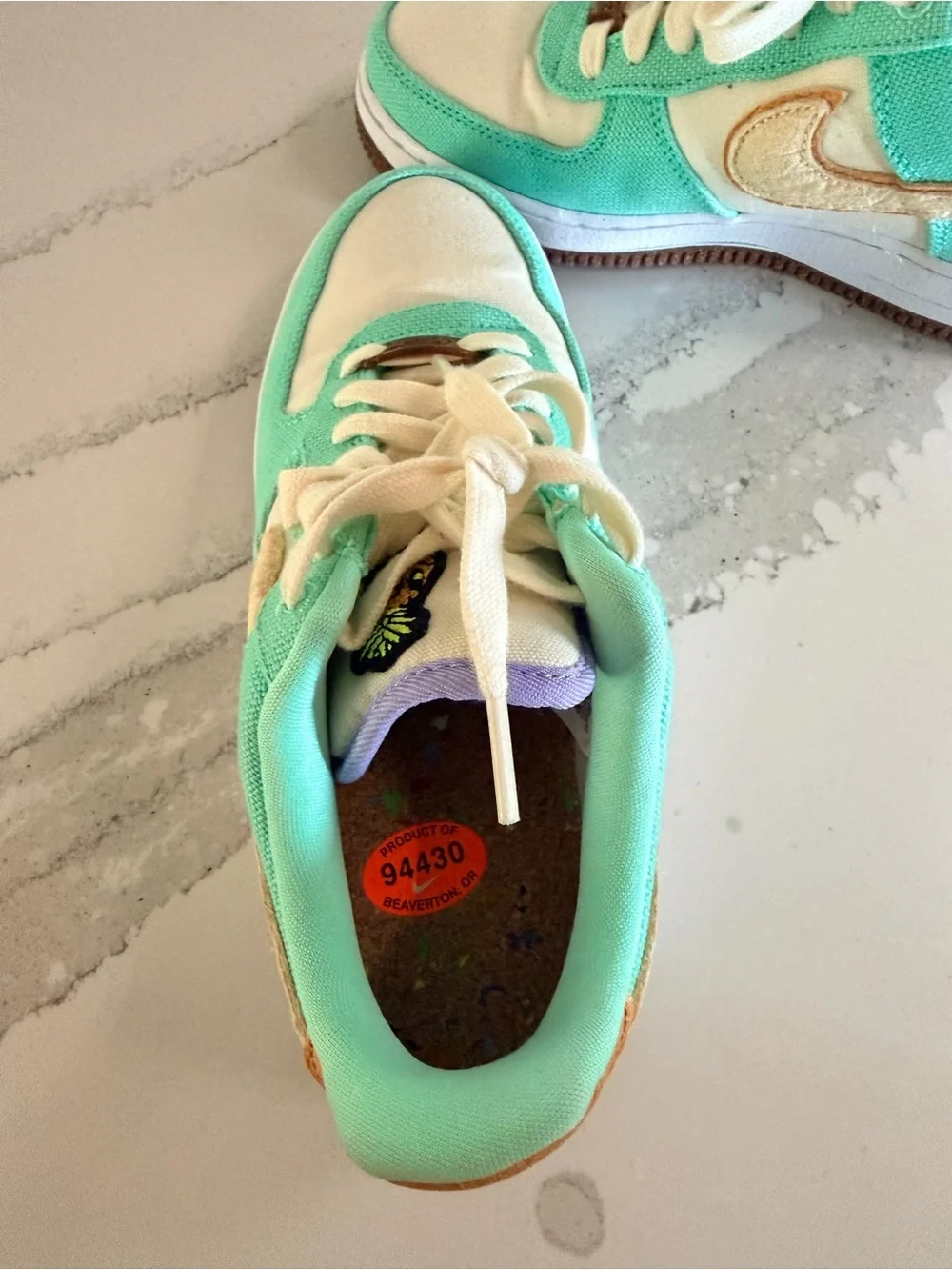 Nike Mint Green and Cream Sneakers - Pineapple leather - vegan